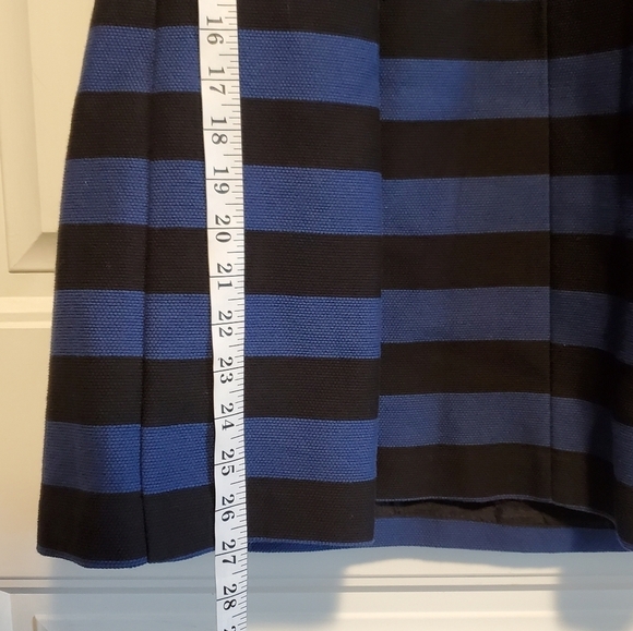 Trina Turk Black and Blue Striped Strapless Dress Size 8 - Picture 8 of 9